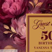 Glamour burgundy blush gold Rose 50 Gästebuch