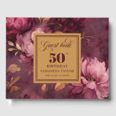 Glamour burgundy blush gold Rose 50 Gästebuch (Vorderseite)