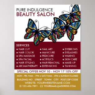 Glamour Butterflies, Beautician, Schönheitssalon Poster
