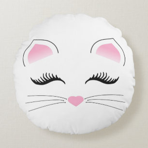 Glamour Cat Face Rundes Kissen