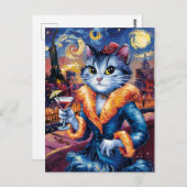 Glamour Cat Lady Art Postkarte (Vorne/Hinten)