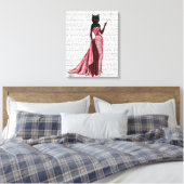 Glamour Cat Pink Leinwanddruck (Insitu (Schlafzimmer))