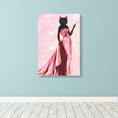 Glamour Cat Pink Leinwanddruck (Insitu (Holzboden))