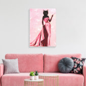 Glamour Cat Pink Leinwanddruck (Insitu (Wohnzimmer))