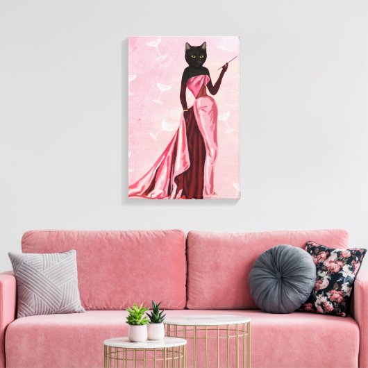 Glamour Cat Pink Leinwanddruck (Insitu (Wohnzimmer))