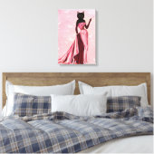 Glamour Cat Pink Leinwanddruck (Insitu (Schlafzimmer))
