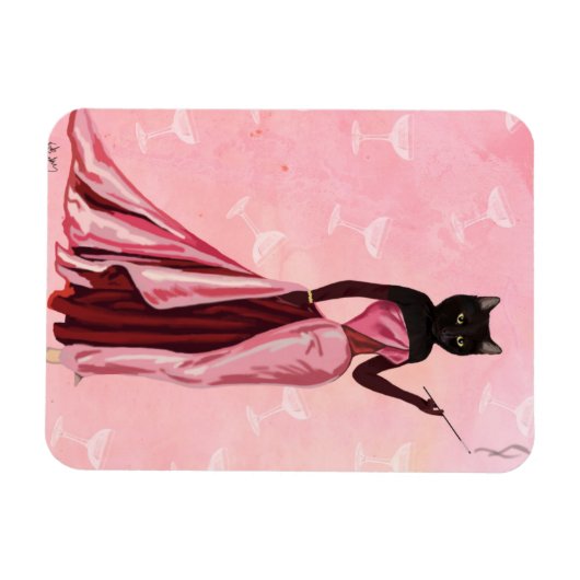 Glamour Cat Pink Magnet (Horizontal)