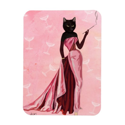 Glamour Cat Pink Magnet (Vertikal)