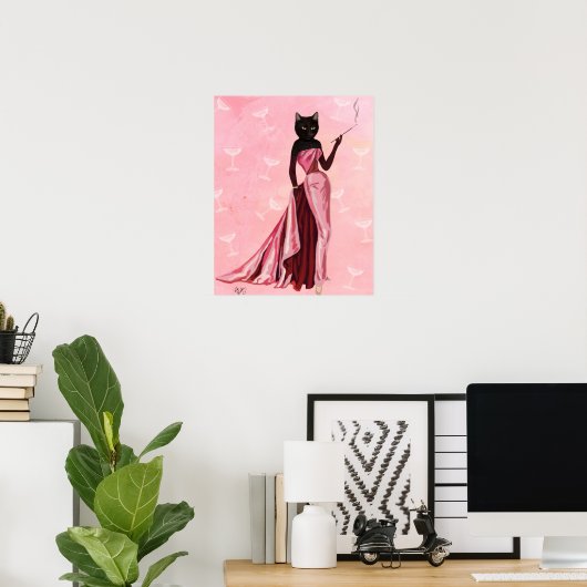 Glamour Cat Pink Poster (Heimbüro)