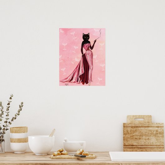 Glamour Cat Pink Poster (Küche)