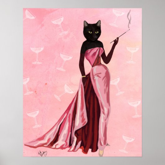 Glamour Cat Pink Poster (Vorne)