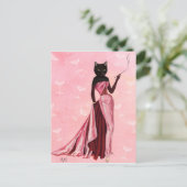Glamour Cat Pink Postkarte (Stehend Vorderseite)