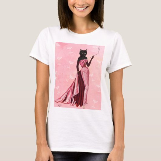 Glamour Cat Pink T-Shirt (Vorderseite)