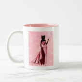 Glamour Cat Pink Zweifarbige Tasse (Links)