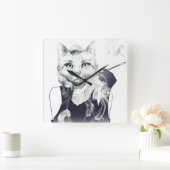 Glamour Cat Quadratische Wanduhr (Zuhause)