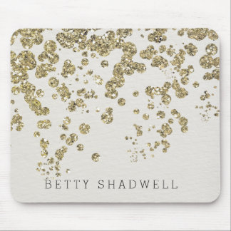 Glamour Champagne Gold Confetti auf Elfenbein Mousepad