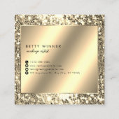 Glamour Champagne Gold Glitzer Script Monogram Quadratische Visitenkarte (Rückseite)