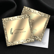Glamour Champagne Gold Glitzer Script Monogram
