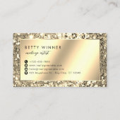 Glamour Champagne Gold Glitzer Script Monogram Visitenkarte (Rückseite)