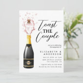 Glamour Champagne Toast Engagement Party Einladung (Stehend Vorderseite)