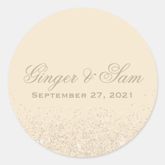 Glamour Champagner Glitzer Wedding Stickers (Vorderseite)