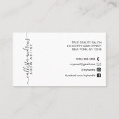 Glamour Chic Glitzer Typografy Brow Artist Visitenkarte (Rückseite)