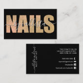Glamour Chic Glitzer Typografy Nail Artist Visitenkarte (Vorne/Hinten)