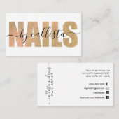 Glamour Chic Glitzer Typografy Nail Artist Visitenkarte (Vorne/Hinten)