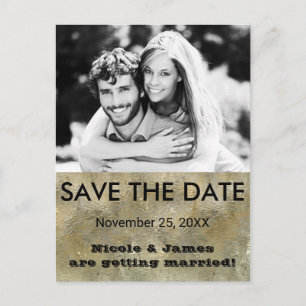 Glamour Chic Gold Folie Fake Save The Date Foto Ankündigungspostkarte