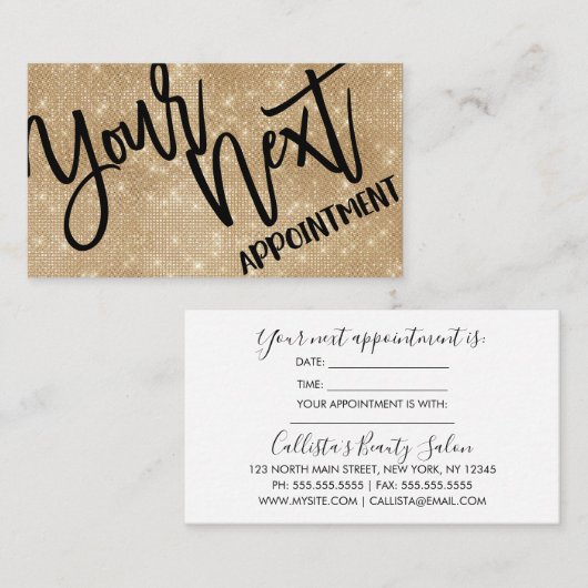 Glamour Chic Gold Glitzer Sequins Moderne Terminkarte (Vorne/Hinten)