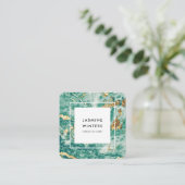 Glamour Chic Goldfolie Türkis Marmor Aquarell Quadratische Visitenkarte (Stehend Vorderseite)