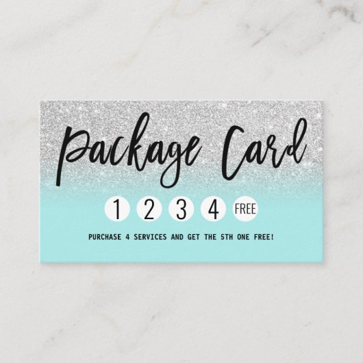 Glamour Chic Minze Silver Glitzer Moderne Loyalitä Treuekarte (Vorderseite)