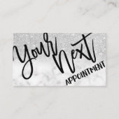 Glamour Chic Modern Silver Glitzer Marmor Terminkarte (Vorderseite)