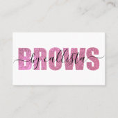 Glamour Chic Pink Glitzer Typografy Brow Artist Visitenkarte (Vorderseite)