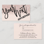 Glamour Chic Rose Gold Glitzer Pink Moderne Terminkarte (Vorne/Hinten)