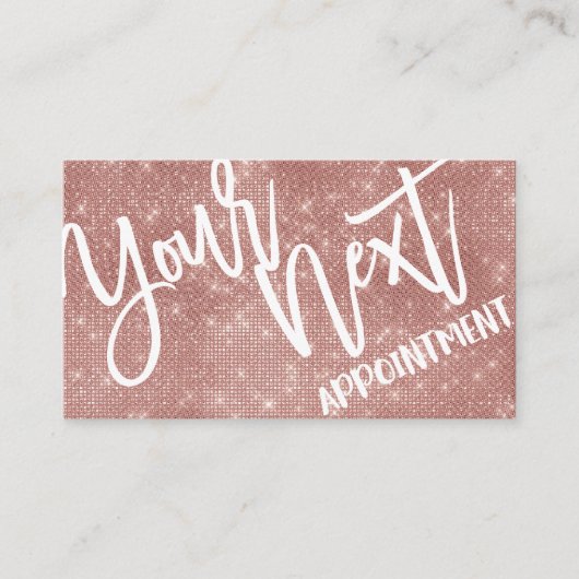 Glamour Chic Rose Gold Glitzer Sequins Moderne Terminkarte (Vorderseite)