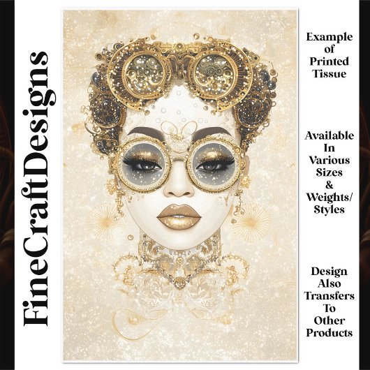 Glamour Chic Steampunk Female Gold Q1 Decoupage Seidenpapier
