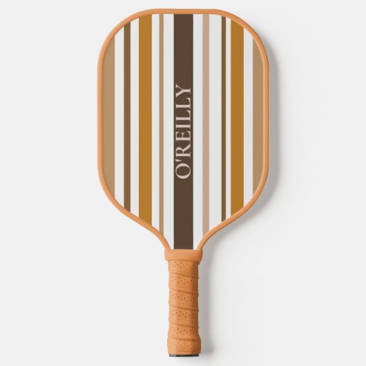 Glamour Chic Stripe Muster | Modernes Monogramm Pickleball Schläger (Vorderseite)