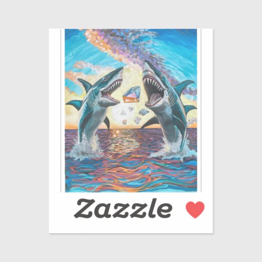 Glamour Chomp-Shark Breaching for Shiny Gems- Aufkleber (Blatt)