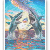 Glamour Chomp-Shark Breaching for Shiny Gems- Aufkleber (Vorderseite)