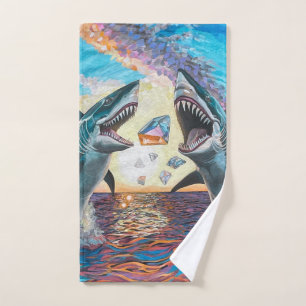 Glamour Chomp-Shark Breaching for Shiny Gems- Badhandtuch Set