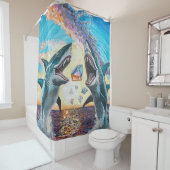 Glamour Chomp-Shark Breaching for Shiny Gems- Duschvorhang (Beispiel)