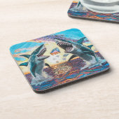 Glamour Chomp-Shark Breaching for Shiny Gems- Getränkeuntersetzer (Linke Seite)