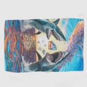 Glamour Chomp-Shark Breaching for Shiny Gems- Golfhandtuch (Horizontal)