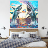 Glamour Chomp-Shark Breaching for Shiny Gems- Leinwanddruck (Insitu (Schlafzimmer))