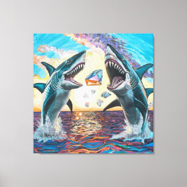 Glamour Chomp-Shark Breaching for Shiny Gems- Leinwanddruck