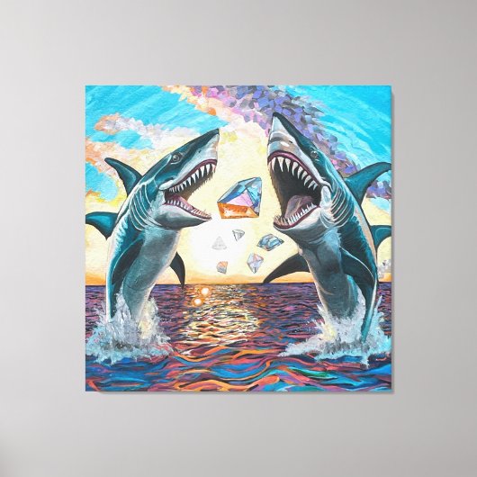 Glamour Chomp-Shark Breaching for Shiny Gems- Leinwanddruck (Vorderseite)