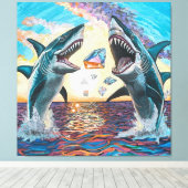 Glamour Chomp-Shark Breaching for Shiny Gems- Leinwanddruck (Insitu (Holzboden))