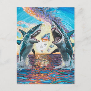 Glamour Chomp-Shark Breaching for Shiny Gems- Postkarte