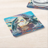 Glamour Chomp-Shark Breaching for Shiny Gems- Rechteckiger Pappuntersetzer (angewinkelt)